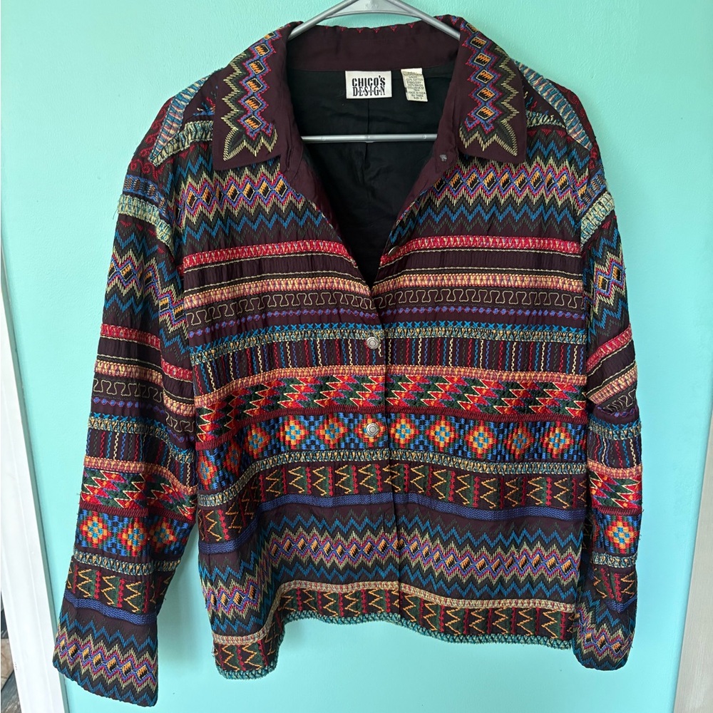 Chico's Multicolor Patterned Blazer